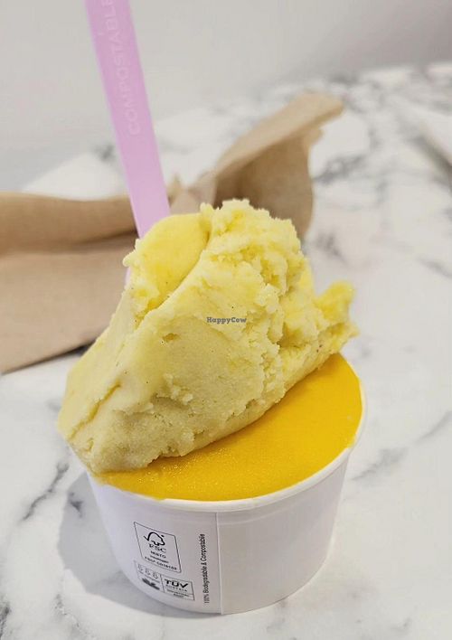 This one was the mango flavor, but they always specify which flavors are vegan-friendly 😋 at Nani's Gelato in Markham