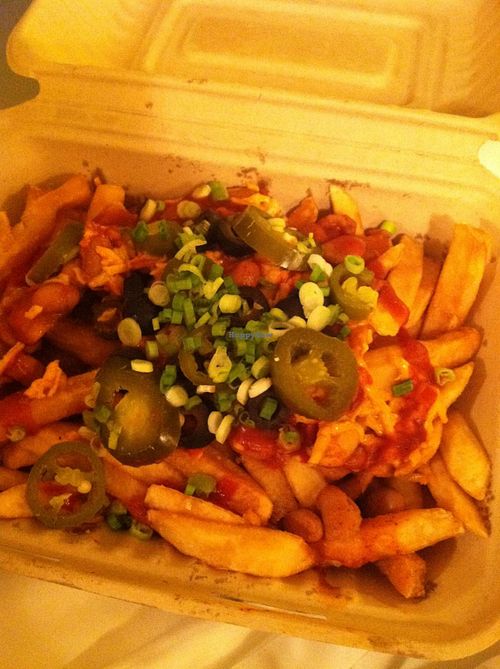 Smothered nachos at Vegan Pizza in Garden Grove