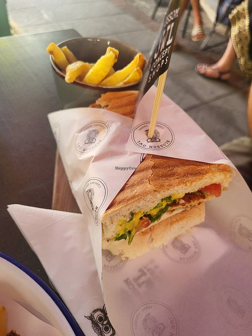 Vegan sandwich at Blossom Owl in Kalamata