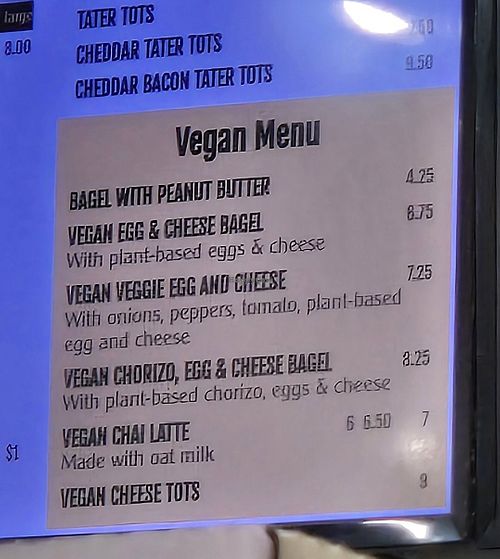 Menu at Grounds Central Station in Manassas