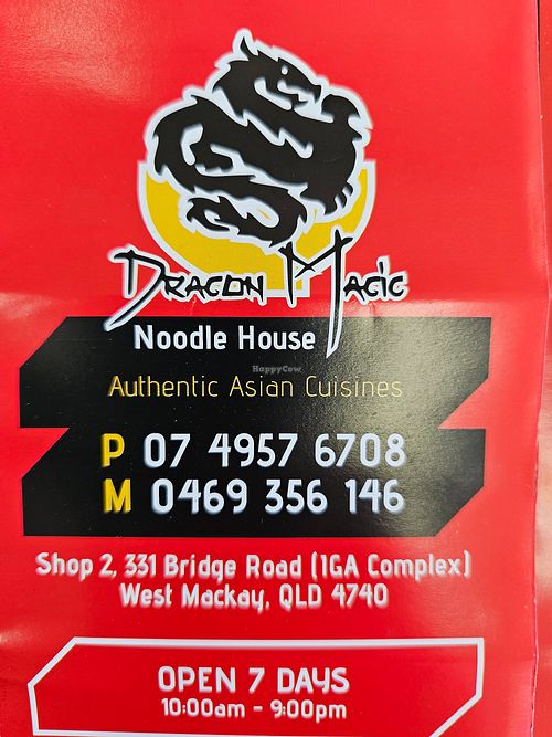 Pamphlet at Dragon Magic Noodle House in West Mackay