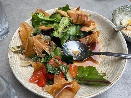 Fattoush (sorry, we had already started eating eating it!) at Baba Ganouj in South Brisbane