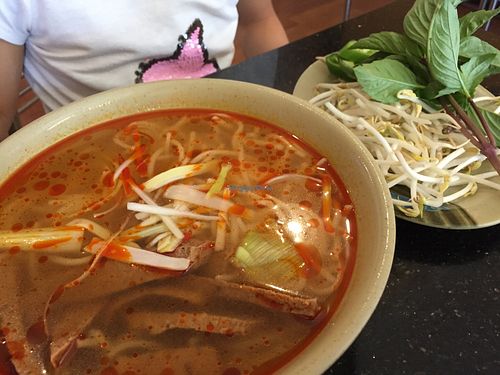 Vegan spicy noodle soup at Thang Long Noodle Restaurant in Philadelphia