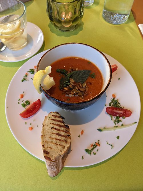Tomato soup at Veggies on Fire in The Hague