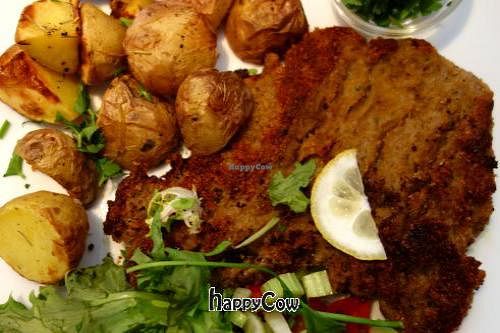 Vegan 'schnitzel'. at Veggies on Fire in The Hague