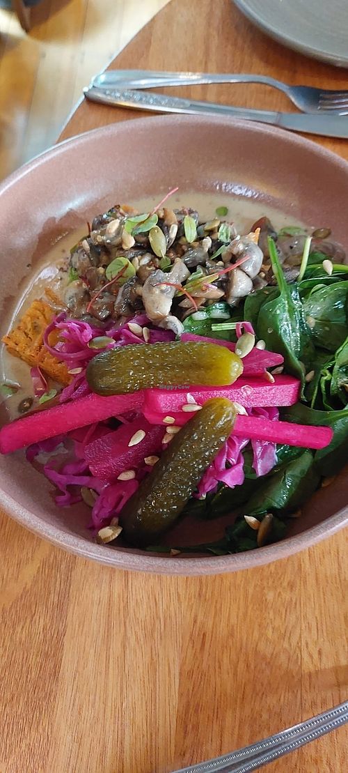 Loaded mushroom hash brown at Bowery Kitchen and Bar in Katoomba