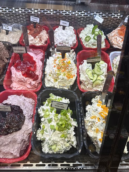 All the Vegan Cream Cheese Flavors (June 2025)  at Bagel Supreme of Oakland in Oakland