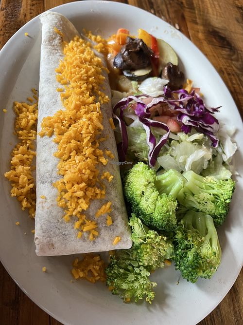Vegan burrito and steamed veggies  at Molly's in Memphis