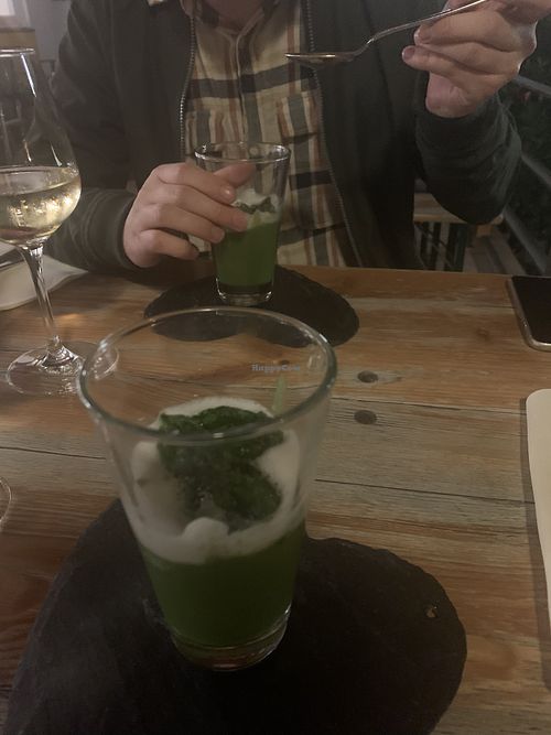 2nd course - Spinach soupe at Die Weinstube Nachhaltig Geniessen in Zeltingen