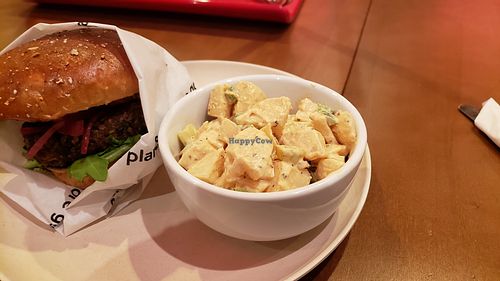 NEW House burger and NEW potato salad at Veggie Grill in Encino