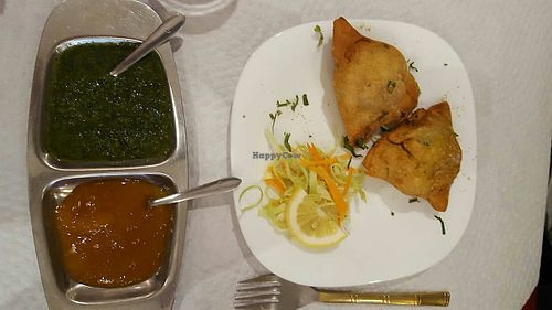 Starter - samosa at Saffron Indian Kitchen in Praia Da Luz