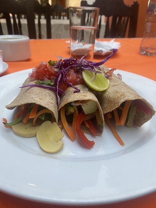 Vegan tacos   at La Casona Restaurant in Puno
