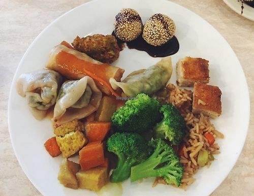 Food from the buffet at Pepper Tree Veggie Cuisine in Houston