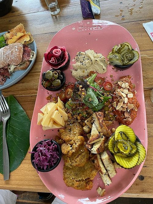 Vegan charcuterie board with homemade pickled things at UHMA in Santa Marta