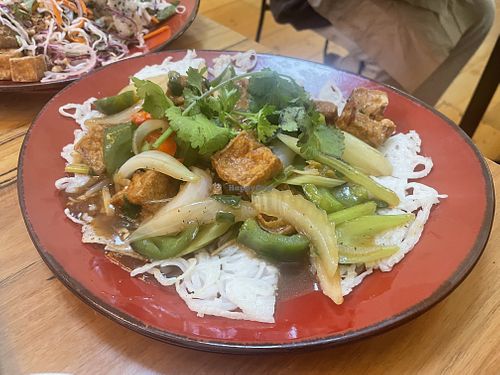 Crispy rice noodles with tofuu  at Nem Viet in Castlemaine