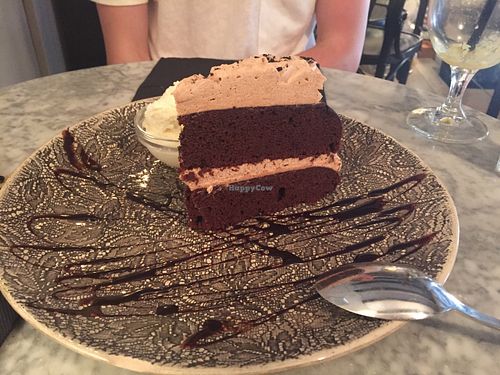 Vegan rich chocolate cake.  at Bagel in Mallorca