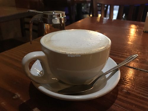 Maca latte w almond milk at The Grain Cafe in Los Angeles