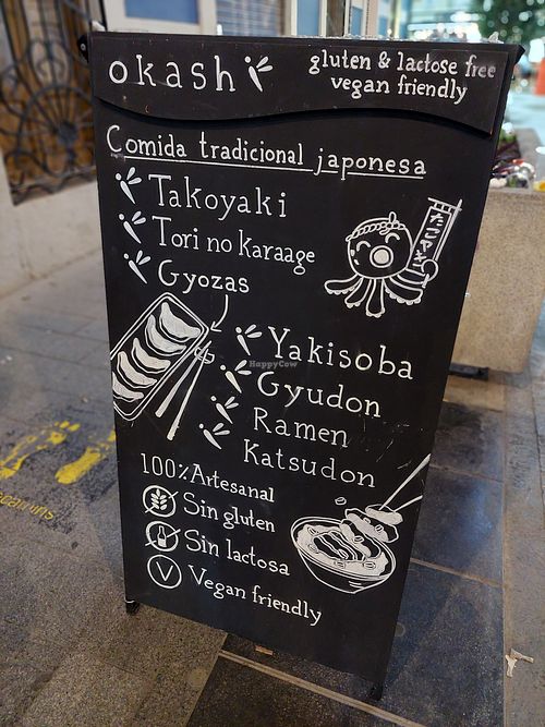 Sign outside at Okashi Valencia in Valencia