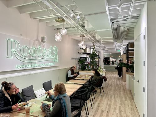 Seating area #Veganuary at Rooted3 in Bethesda
