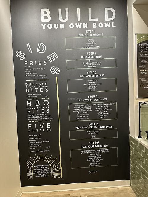 Build your own bowl menu   at Rooted3 in Bethesda