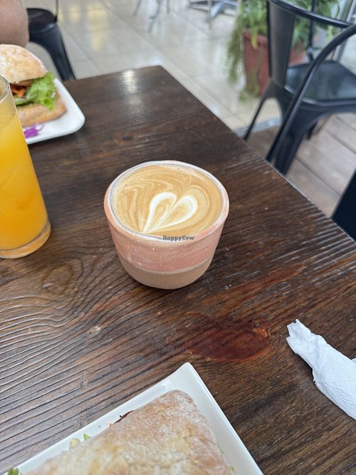 Cappuccino with oat milkk   at Bambú Café in La Paloma