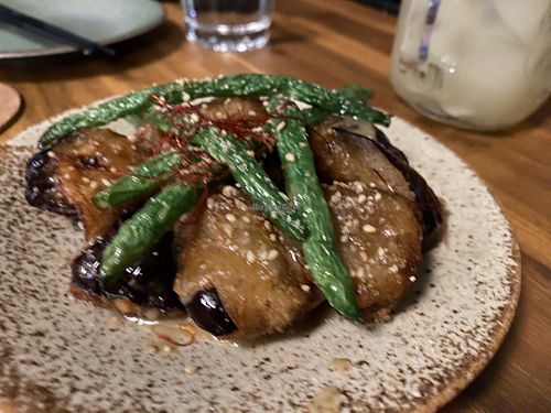 Nasu Gomaae - crispy miso eggplant with green beans   at Muku Ramen Bar in Belconnen