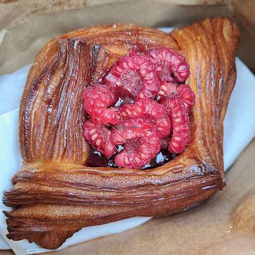 Raspberry pastry at Saint-Jean Deli in Amsterdam