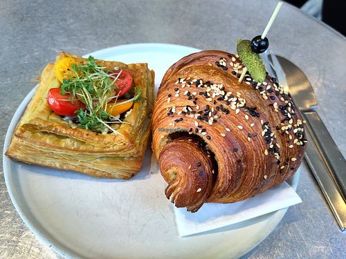 Provençal herbs croissant and pesto-cheese pie at Saint-Jean Deli in Amsterdam