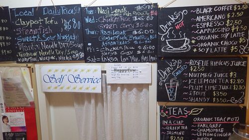 Local, specials and drinks menu at Veggie Cottage in Central Singapore