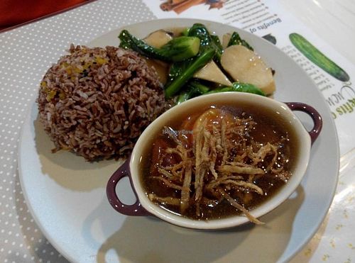 Ginger Fish Rice Set at Veggie Cottage in Central Singapore