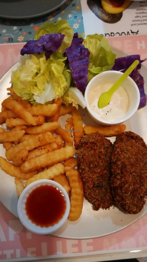 fish and chips at Veggie Cottage in Central Singapore