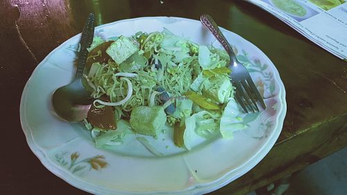Fried noodles, vegetables and tofu at Mama Sababa in Vang Vieng