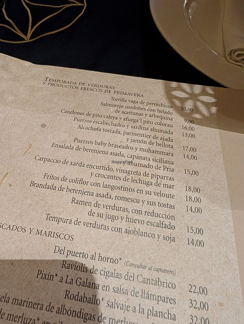 menu at La Galana in Gijon