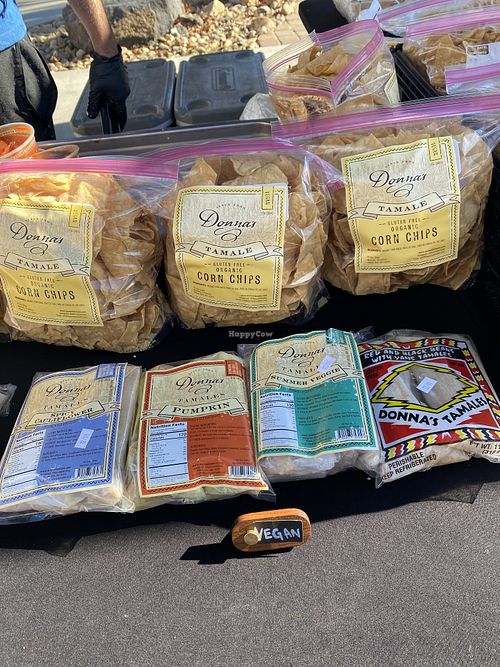 Vegan Tamales Spotted and Corn Chips  at Kaiser Permanente Farmers Markets in Modesto