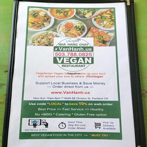Menu at Van Hanh Restaurant in Portland