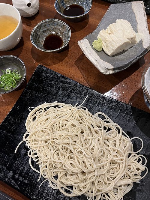 Daikon soba and yuba (tofu skin)  at Jugemu - 十限無 in Saitama