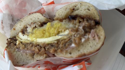 “Sausage” and “cheese". Mmm the pickled onions!  at Pickles Milk Bar in Carlton North