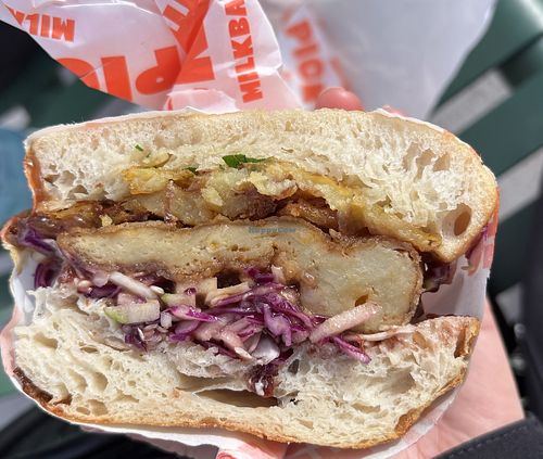 Christmas in July. Fried “chicken” gravy and baked potatoes. Mmmmmm  at Pickles Milk Bar in Carlton North