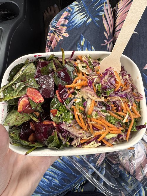 Beetroot salad and a coleslaw, broke the bank for tasteless boring salads!   at Belmondos Organic Market in Noosaville