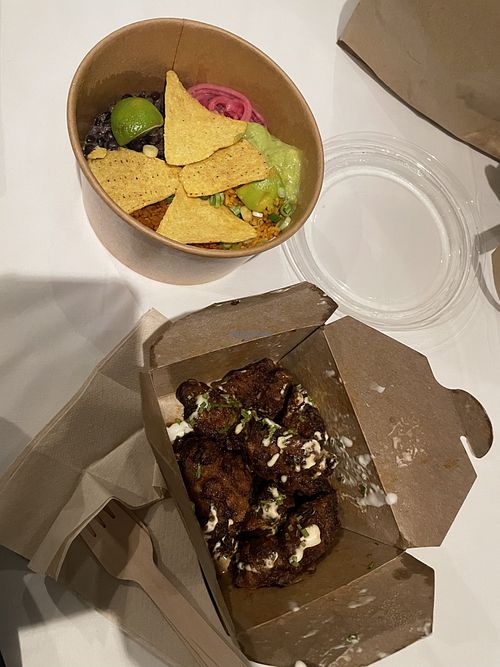 Taco bowl and cauliflower wings  at YouVegan in South West London