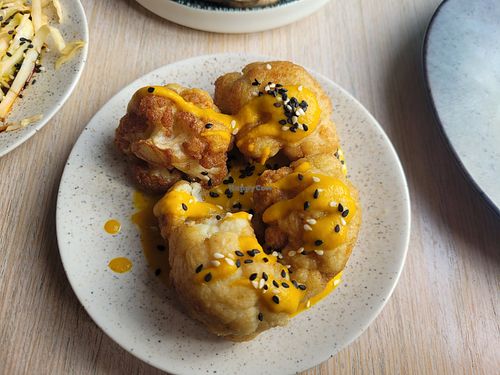 Crispi Cauliflower, Katsu Sauce at Freckled Angel in Menai Bridge