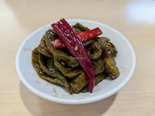 manganji peppers in sour sauce at Veggienius in Taipei