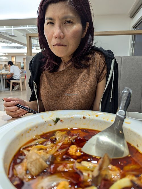 spicy oil "soup" at Veggienius in Taipei