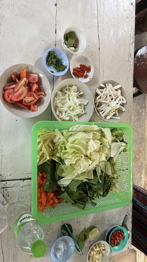 Mise en place  at May Kaidee x Morning Glory Home Cookery School in Chiang Mai
