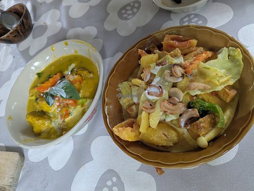 Green curry and massaman at May Kaidee x Morning Glory Home Cookery School in Chiang Mai