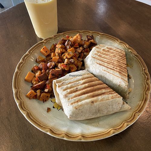 Coconut smoothie and vegan burrito  at Be Well Bakery & Cafe in Richboro
