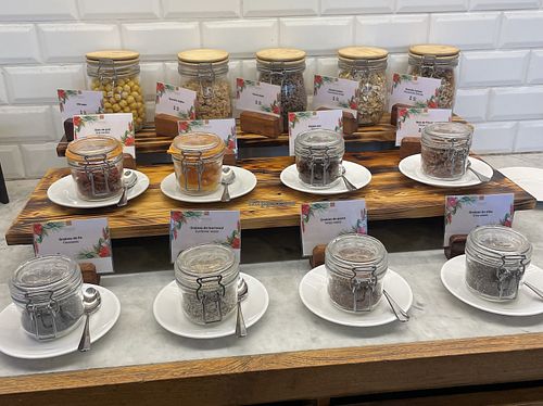 Selection of dried fruits, nuts, seeds, and cereals  at Iriatai in Bora Bora