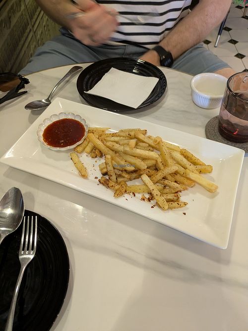 Fries as replacement for sweet potato purial 😆 at Kunthaville in Central Singapore