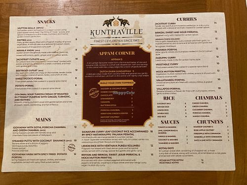 Menu at Kunthaville in Central Singapore