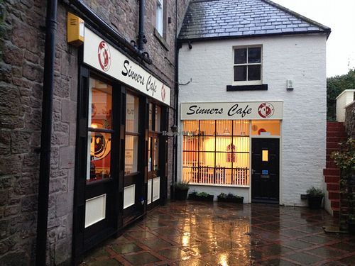 outside - open for business at Sinners Cafe in Berwick Upon Tweed